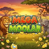 Mega Moolah game artwork featured at Jackpot City Casino for United Kingdom players